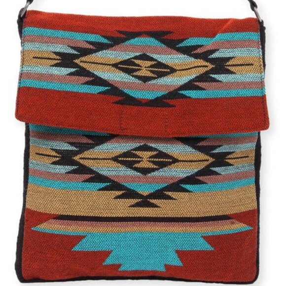 Flap Top Shoulder Bag - Southwest Style - Ethnic Inspired Design - Lightweight - Picture 3 of 9